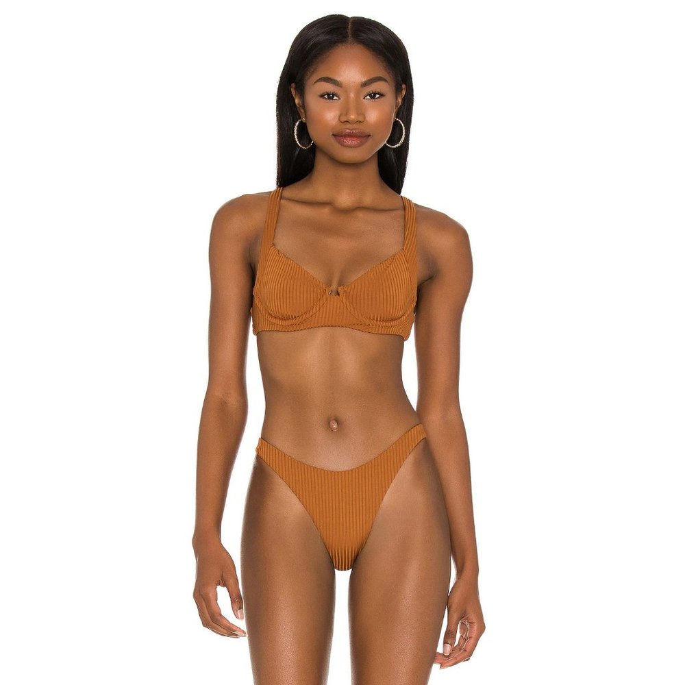 vitamin A Demi Bikini Top in Chai EcoRib